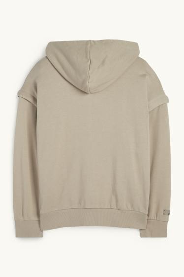 Home - Dessuadora oberta oversized amb caputxa - verd