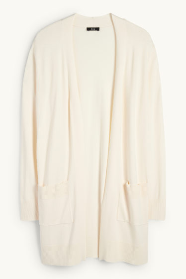 Damen - Lange Strickjacke - cremeweiss