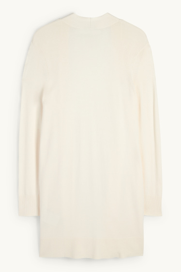 Damen - Lange Strickjacke - cremeweiss