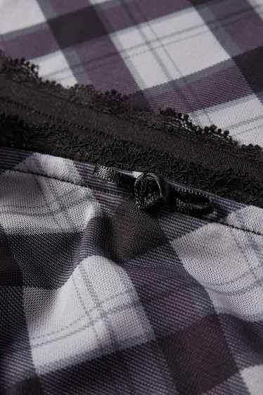 Damen - Mesh-Rock - kariert - schwarz / weiss