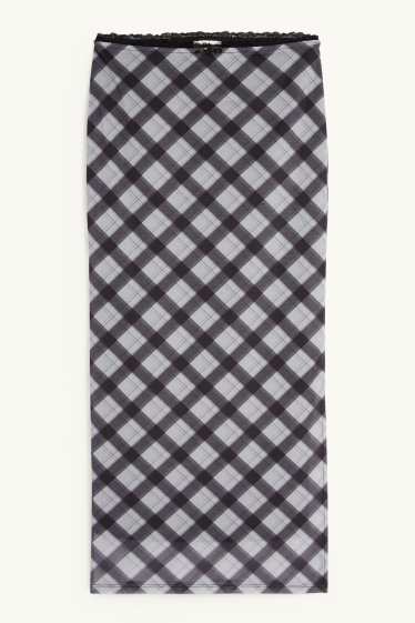 Damen - Mesh-Rock - kariert - schwarz / weiss