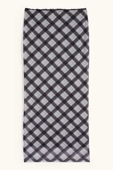 Damen - Mesh-Rock - kariert - schwarz / weiss