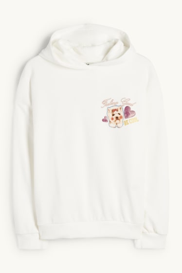 Kinder Mädchen - Hund, Katze und Hase - Hoodie - weiß