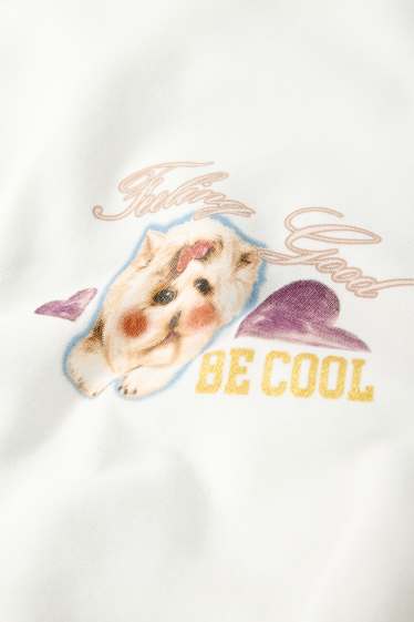 Kinder Mädchen - Hund, Katze und Hase - Hoodie - weiß