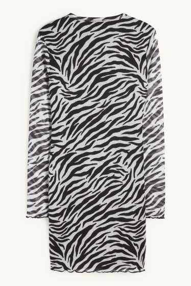 Femmes - Robe en maille-filet - à motif - blanc / noir