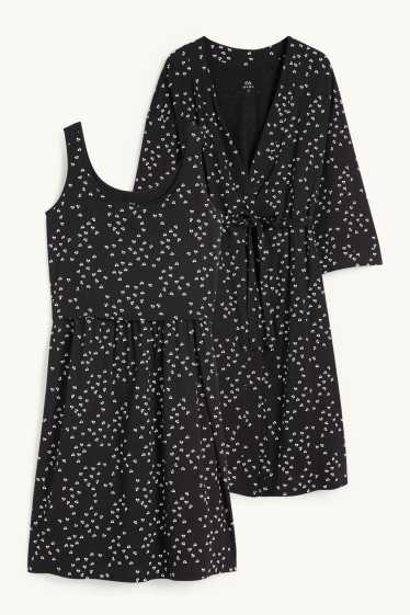 Dona - Conjunt - camisa de dormir i bata de maternitat - 2 peces - negre