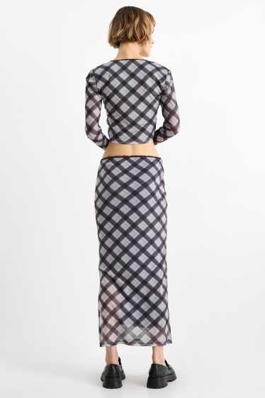 Damen - Mesh-Rock - kariert - schwarz / weiss