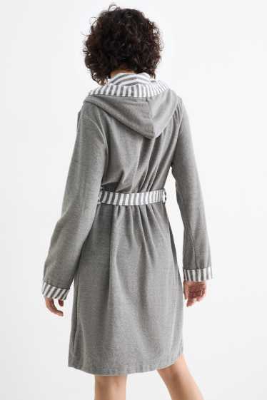 Dámské - Froté župan s kapucí - tmavošedá