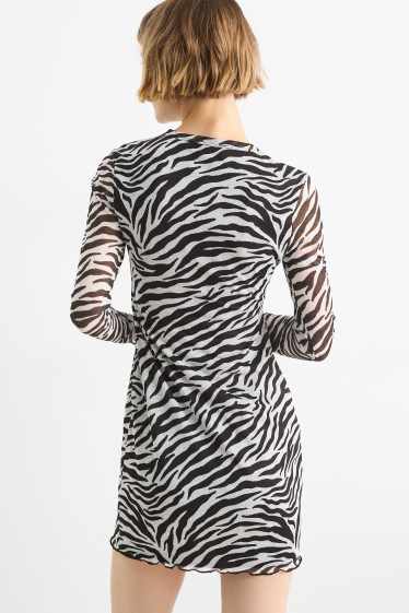 Femmes - Robe en maille-filet - à motif - blanc / noir