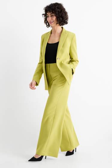 Women - Business trousers - high waist - wide leg - light green