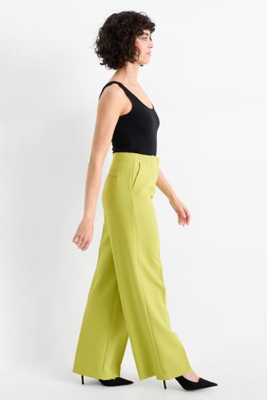 Women - Business trousers - high waist - wide leg - light green