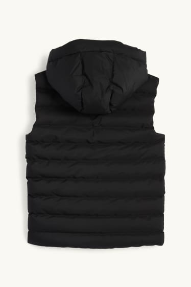Kinderen: jongens - Bodywarmer met capuchon - waterafstotend - zwart
