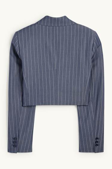 Damen - Crop Blazer - Relaxed Fit - Nadelstreifen - dunkelblau