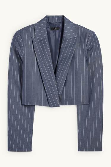 Damen - Crop Blazer - Relaxed Fit - Nadelstreifen - dunkelblau