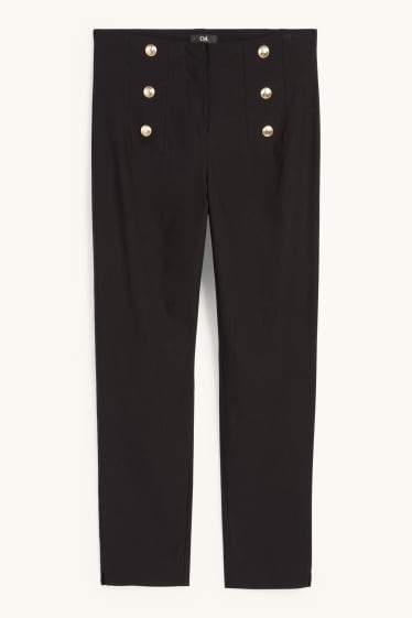 Dona - Pantalons de tela - high waist - slim fit - negre