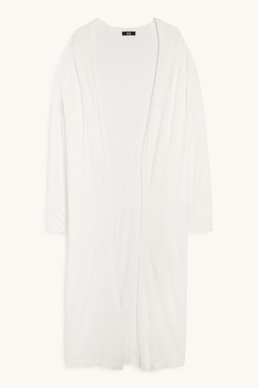Femmes - Gilet long en maille - blanc crème