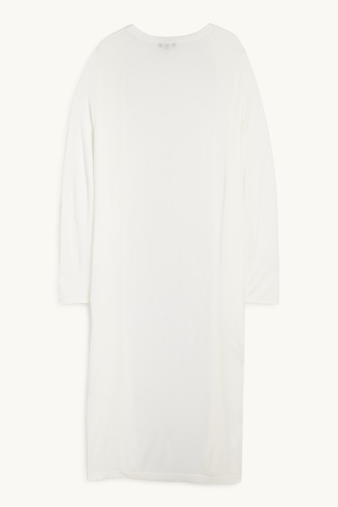 Femmes - Gilet long en maille - blanc crème