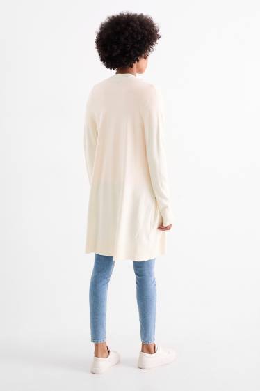 Damen - Lange Strickjacke - cremeweiss