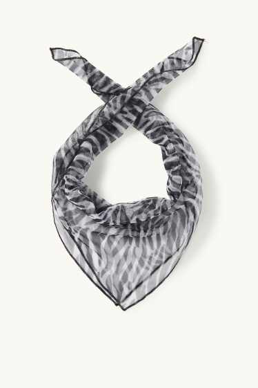 Dames - Sjaaltje - met patroon - zwart