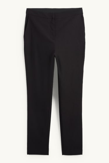 Women - Cloth trousers - mid-rise waist - slim fit - black