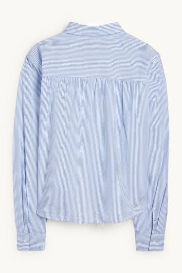 Dámské - Halenka - pruhovaná - světle modrá