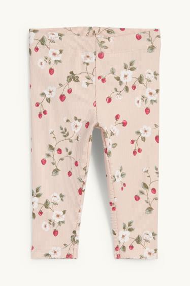 Neonate - Fragola - leggings per neonati - a coste - rosa