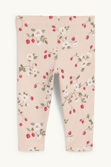 Neonate - Fragola - leggings per neonati - a coste - rosa