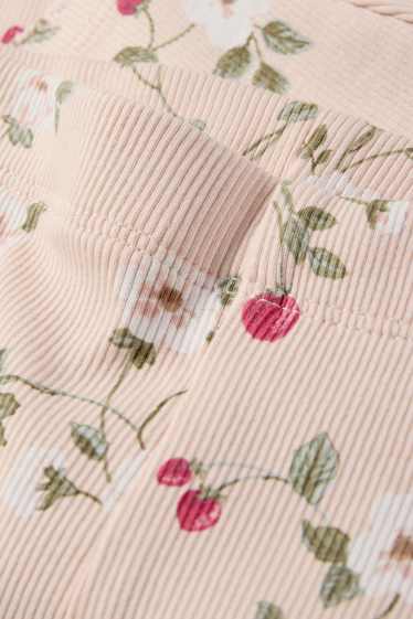 Neonate - Fragola - leggings per neonati - a coste - rosa