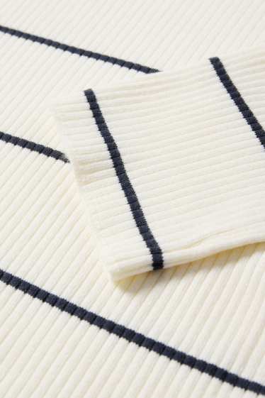 Femmes - Pull - finition côtelée - à rayures - blanc crème
