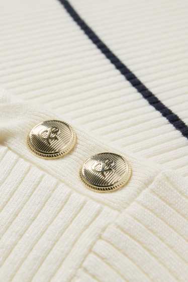 Femmes - Pull - finition côtelée - à rayures - blanc crème