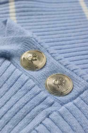 Femmes - Pull - finition côtelée - à rayures - bleu clair