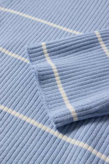 Femmes - Pull - finition côtelée - à rayures - bleu clair
