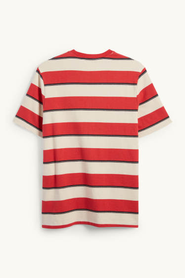 Hommes - T-shirt - regular fit - à rayures - rouge
