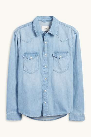 Home - Camisa texana - regular fit - Kent - texà blau clar