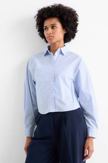 Dámské - Halenka - pruhovaná - světle modrá