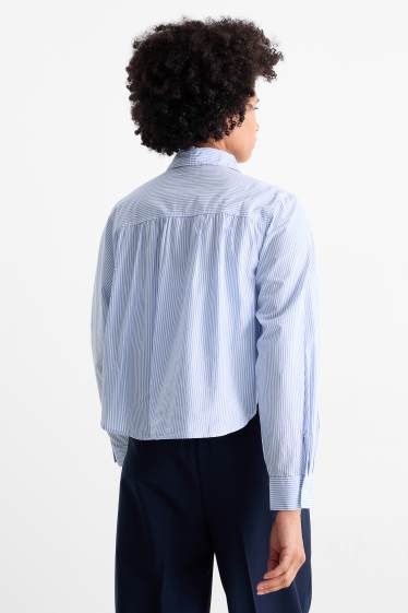 Dámské - Halenka - pruhovaná - světle modrá