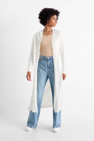 Femmes - Gilet long en maille - blanc crème