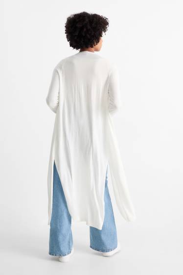 Femmes - Gilet long en maille - blanc crème