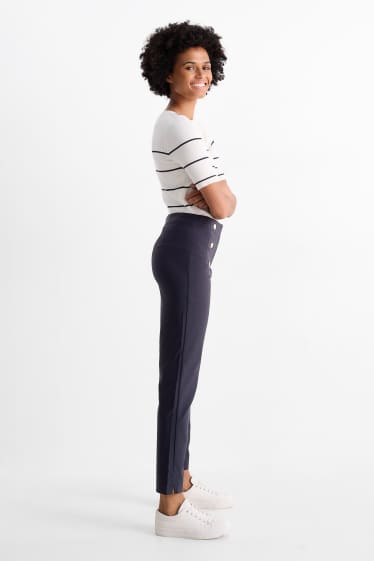Dona - Pantalons de tela - high waist - slim fit - blau fosc