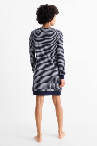 Femmes - Chemise de nuit - à rayures - bleu foncé