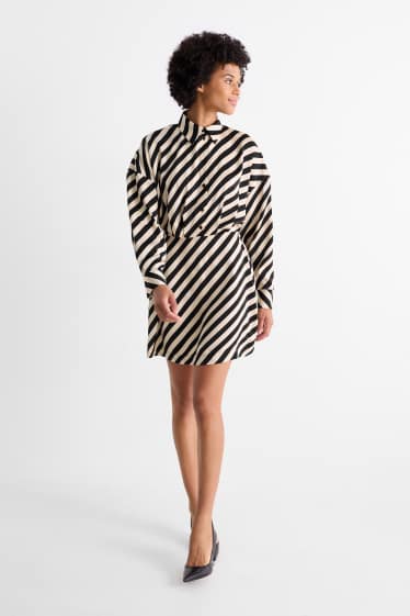Femmes - Robe-chemisier - à rayures - beige clair