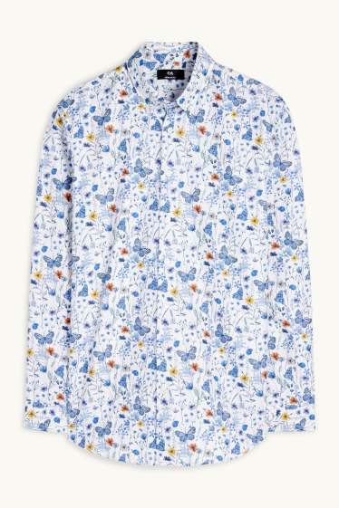 Men - Shirt - regular fit - button-down collar - blue
