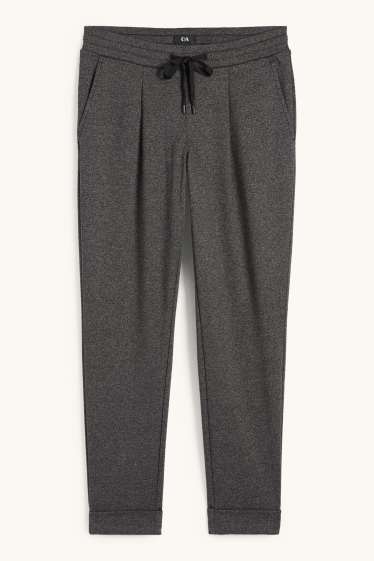 Damen - Stoffhose - Mid Waist - Tapered Fit - grau-braun