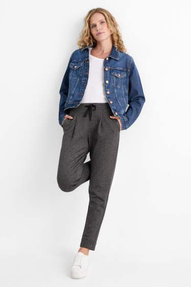 Damen - Stoffhose - Mid Waist - Tapered Fit - grau-braun