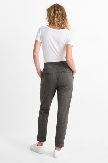 Damen - Stoffhose - Mid Waist - Tapered Fit - grau-braun