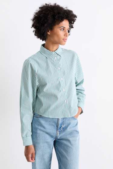 Dames - Blouse - gestreept - groen