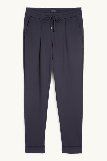 Donna - Pantaloni di jersey - vita media - tapered fit - blu scuro