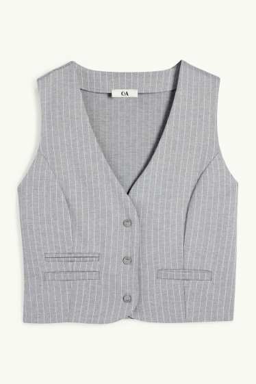 Femmes - Gilet - à rayures - gris