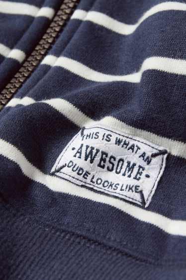 Kinderen: jongens - Sweatvest met capuchon - gestreept - donkerblauw