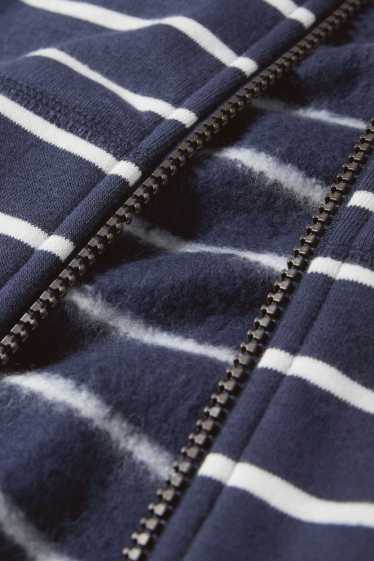 Kinderen: jongens - Sweatvest met capuchon - gestreept - donkerblauw